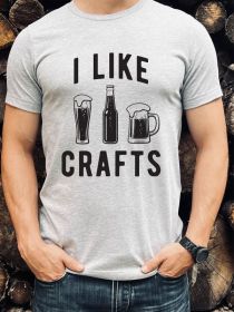 I Like Crafts Beer Crew Neck Softstyle Tee (Color: Oxford, size: XL)