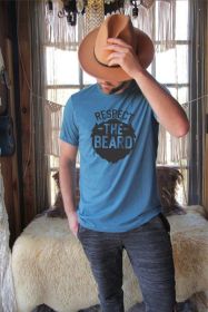 Respect the Beard Mens Tee (Color: Heather Deep Teal, size: M)