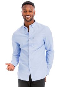 Mens Solid Long Sleeve Button Down (Color: SKY BLUE, size: M)