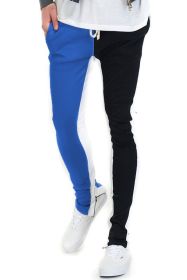 TWO TONE COLOR BLOCK TRACK PANT JOGGER (Color: ROYAL/BLACK, size: XL)