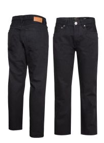 Men's Straight Leg Denim Jeans (Color: Black, size: 32)