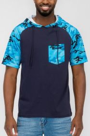 SHORT SLEEV CAMO COLOR BLOCK (Color: BLUE CAMO, size: S)