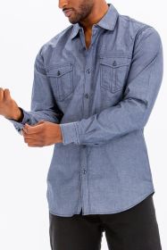 Weiv Men's Casual Long Sleeve Shirts (Color: OCEAN, size: 3XL)