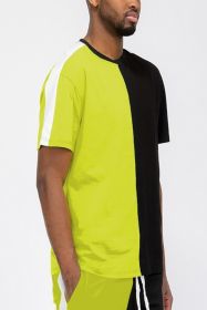 TWO TONE COLOR BLOCK SHORT SLEEVE TSHIRT (Color: GREY BLACK, size: XL)