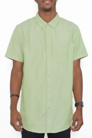 Weiv Men's Casual Short Sleeve Solid Shirts (Color: FOAM GREEN, size: XL)