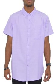 Weiv Men's Casual Short Sleeve Solid Shirts (Color: LILAC, size: M)