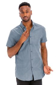Weiv Men's Casual Short Sleeve Solid Shirts (Color: TDS- H.NAVY, size: 2XL)