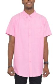 Weiv Men's Casual Short Sleeve Solid Shirts (Color: FUSCHIA, size: L)