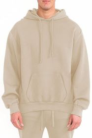 Mens Solid Tech Fleece Hoodie (Color: Oatmeal, size: 2XL)