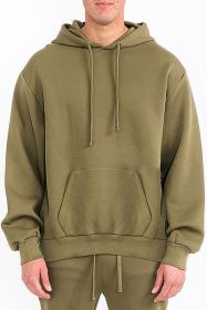 Mens Solid Tech Fleece Hoodie (Color: Olive, size: XL)