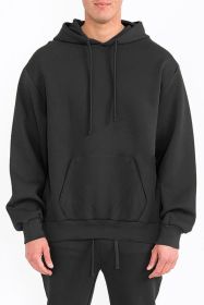 Mens Solid Tech Fleece Hoodie (Color: Black, size: M)