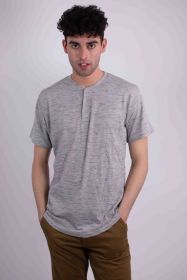 Short Sleeves Henley T-shirt (Color: Oatmeal, size: M)