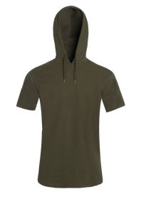 Lightweight Short Sleeves Hoodie (Color: Olive, size: S)