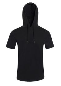 Lightweight Short Sleeves Hoodie (Color: Black, size: XL)
