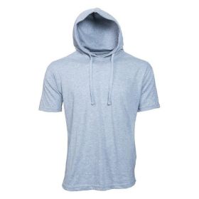 Lightweight Short Sleeves Hoodie (Color: Heather grey, size: M)