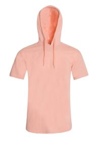 Lightweight Short Sleeves Hoodie (Color: Coral, size: M)