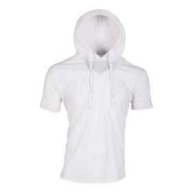 Lightweight Short Sleeves Hoodie (Color: White, size: S)