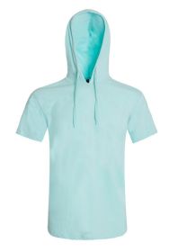 Lightweight Short Sleeves Hoodie (Color: Turquoise, size: L)