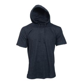 Lightweight Short Sleeves Hoodie (Color: Charcoal, size: L)