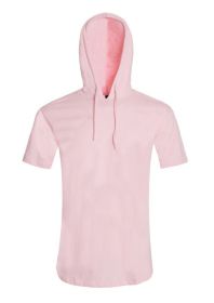 Lightweight Short Sleeves Hoodie (Color: Rose Water, size: 2XL)