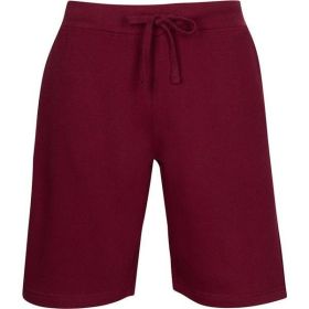 Fleece Sweat Shorts (Color: Burgundy, size: L)
