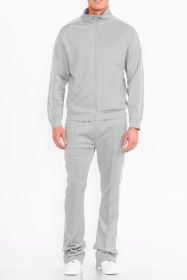 Mens Side Pipe Track Jacket (Color: GREY, size: S)