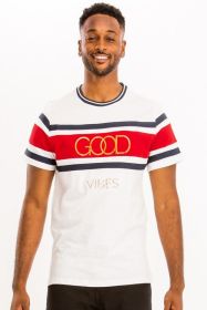 Good Vibes 3D Design Print Gold Foil (Color: White, size: 2XL)