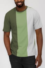 VERTICAL COLOR BLOCK TSHIRT (Color: Olive, size: S)