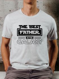 Best Father in the Galaxy Graphic Mens Tee (Color: Ash, size: 3X)