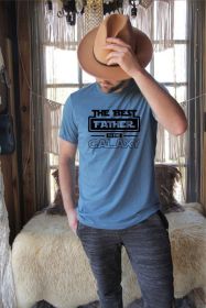 Best Father in the Galaxy Graphic Mens Tee (Color: Heather Deep Teal, size: 2X)