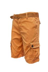 Weiv Mens Belted Cargo Shorts Pockets and Belt (Color: RUST, size: 30)