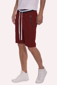 Weiv Mens French Terry Sweat Short (Color: Burgundy, size: S)