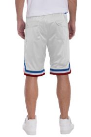 STRIPED BAND SOLID BASKETBALL SHORTS (Color: White, size: 3XL)